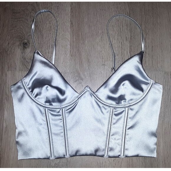 Lot of White Fox Bustier Corset Tank Tops Size Small Black Lace Corduroy Silver - Picture 5 of 8